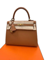 Hermes Kelly Sellier 25 Gold Epsom Leather With Gold Hardware Handbag