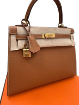 Hermes Kelly Sellier 25 Gold Epsom Leather With Gold Hardware Handbag