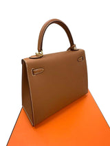 Hermes Kelly Sellier 25 Gold Epsom Leather With Gold Hardware Handbag