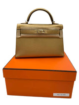 Hermes Mini Kelly Sellier 20 Dore Metallic Chevre Chamkilight Leather Handbag