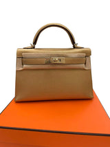 Hermes Mini Kelly Sellier 20 Dore Metallic Chevre Chamkilight Leather Handbag