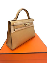 Hermes Mini Kelly Sellier 20 Dore Metallic Chevre Chamkilight Leather Handbag