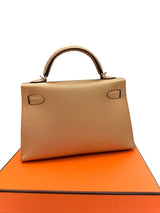 Hermes Mini Kelly Sellier 20 Dore Metallic Chevre Chamkilight Leather Handbag