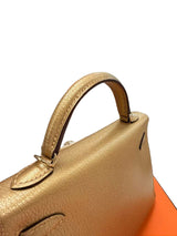 Hermes Mini Kelly Sellier 20 Dore Metallic Chevre Chamkilight Leather Handbag