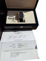 Patek Philippe Calatrava 40mm Blue Accents Black Dial White Gold Watch 6007G-011