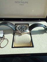 Patek Philippe Calatrava 40mm Blue Accents Black Dial White Gold Watch 6007G-011