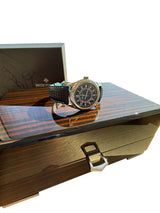 Patek Philippe Calatrava 40mm Blue Accents Black Dial White Gold Watch 6007G-011