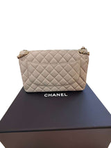 Chanel Classic Flap Medium Grey Leather CC Turn Lock Gold Tone Handbag