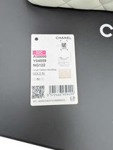 Chanel Classic Flap Medium Grey Leather CC Turn Lock Gold Tone Handbag