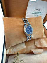 Rolex Lady-Datejust 26mm Yellow Gold Steel Diamond Black Dial Watch 69173