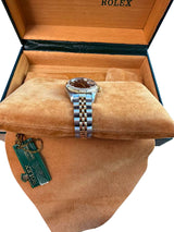 Rolex Lady-Datejust 26mm Yellow Gold Steel Diamond Black Dial Watch 69173