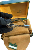 Rolex Lady-Datejust 26mm Yellow Gold Steel Diamond Black Dial Watch 69173