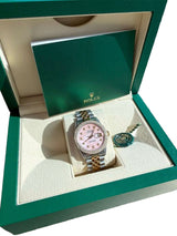 Rolex Datejust 36mm Two-Tone MOP Pink Diamond Dial Diamond Bezel Watch 16013