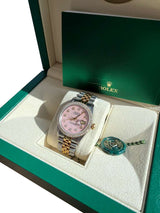 Rolex Datejust 36mm Two-Tone MOP Pink Diamond Dial Diamond Bezel Watch 16013