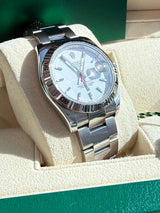 Rolex Datejust Turn-O-Graph Thunderbird 36mm Steel Gold White Dial Watch 116264