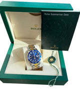 Rolex Submariner Date 40mm Steel Yellow Gold Blue Dial Oyster Mens Watch 16613