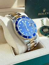 Rolex Submariner Date 40mm Steel Yellow Gold Blue Dial Oyster Mens Watch 16613