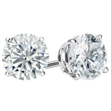 GIA 2.03ctw Natural Round Diamond Four-Prong Basket Stud Earrings 14K White Gold