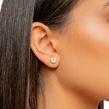 GIA 2.03ctw Natural Round Diamond Four-Prong Basket Stud Earrings 14K White Gold