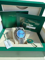 Rolex Datejust 41mm Blue Roman Dial Smooth Bezel Steel Jubilee Watch 126300