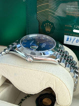 Rolex Datejust 41mm Blue Roman Dial Smooth Bezel Steel Jubilee Watch 126300