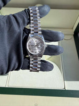 Rolex Day-Date 36mm Automatic Roman Silver Dial Platinum Jubilee Watch 18206