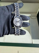 Rolex Day-Date 36mm Automatic Roman Silver Dial Platinum Jubilee Watch 18206