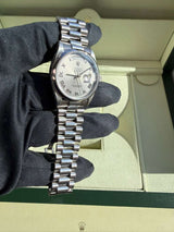 Rolex Day-Date 36mm Automatic Roman Silver Dial Platinum Jubilee Watch 18206