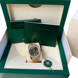 Rolex Day-Date 40 President Yellow Gold Diamond Bezel Baguette Black Dial 228348