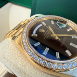 Rolex Day-Date 40 President Yellow Gold Diamond Bezel Baguette Black Dial 228348