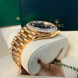 Rolex Day-Date 40 President Yellow Gold Diamond Bezel Baguette Black Dial 228348