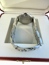 Cartier Ballon Bleu 36mm Silver Guilloche Dial Steel Quartz Mens Watch W69011Z4