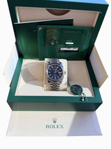 Rolex Datejust 41mm Blue Dial Fluted Bezel White Gold Steel Jubilee Watch 126334