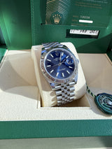 Rolex Datejust 41mm Blue Dial Fluted Bezel White Gold Steel Jubilee Watch 126334
