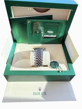 Rolex Datejust 41mm Blue Dial Fluted Bezel White Gold Steel Jubilee Watch 126334