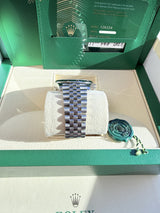 Rolex Datejust 41mm Blue Dial Fluted Bezel White Gold Steel Jubilee Watch 126334