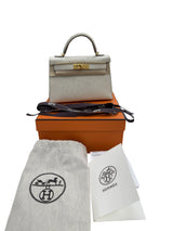 Hermès Kelly II Sellier Mini Beton Ostrich Leather With Gold Hardware Handbag