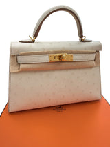 Hermès Kelly II Sellier Mini Beton Ostrich Leather With Gold Hardware Handbag