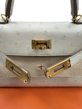 Hermès Kelly II Sellier Mini Beton Ostrich Leather With Gold Hardware Handbag