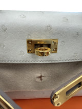 Hermès Kelly II Sellier Mini Beton Ostrich Leather With Gold Hardware Handbag