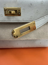 Hermès Kelly II Sellier Mini Beton Ostrich Leather With Gold Hardware Handbag
