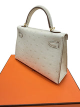 Hermès Kelly II Sellier Mini Beton Ostrich Leather With Gold Hardware Handbag