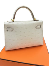 Hermès Kelly II Sellier Mini Beton Ostrich Leather With Gold Hardware Handbag