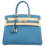 Hermes Birkin 30 Retourne Togo Leather New Blue Jean Palladium Hardware Handbag
