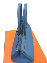 Hermes Birkin 30 Retourne Togo Leather New Blue Jean Palladium Hardware Handbag