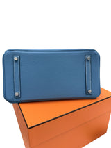 Hermes Birkin 30 Retourne Togo Leather New Blue Jean Palladium Hardware Handbag