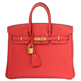 Hermes Birkin 25 Rouge Pivoine Togo Leather With Gold Hardware Handbag