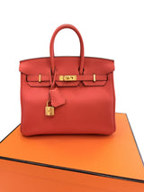 Hermes Birkin 25 Rouge Pivoine Togo Leather With Gold Hardware Handbag