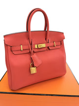 Hermes Birkin 25 Rouge Pivoine Togo Leather With Gold Hardware Handbag