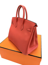 Hermes Birkin 25 Rouge Pivoine Togo Leather With Gold Hardware Handbag